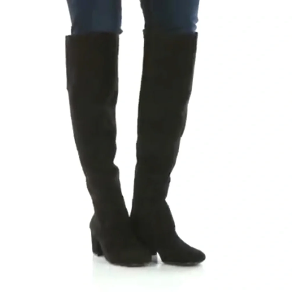 Chic Nine West Black Soft Suede OTK Boots